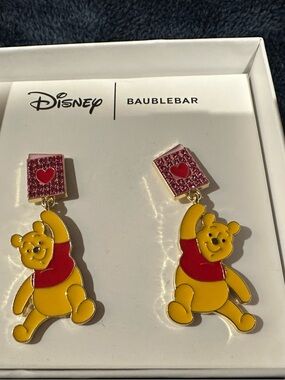 NWOT Disney x BaubleBar Winnie the Pooh Drop Dangling Earrings - Yellow & Red